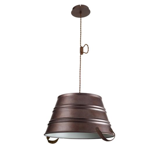 LEDS C4 00-2709-CG-16 Bucket Steel/Aluminium Old Brown/Off-White Pendant