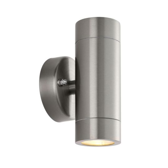 Saxby Palin  2Lt Wall Marine Grade Ip65 7W in Brushed Stainless Steel & Clear Glass