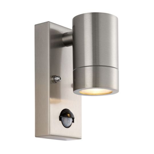 Saxby Palin Pir 1Lt Wall Marine Grade Ip65 7W in Brushed Stainless Steel & Clear Glass