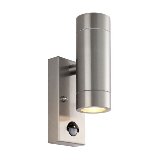 Saxby Palin Pir 2Lt Wall Marine Grade Ip65 7W in Brushed Stainless Steel & Clear Glass