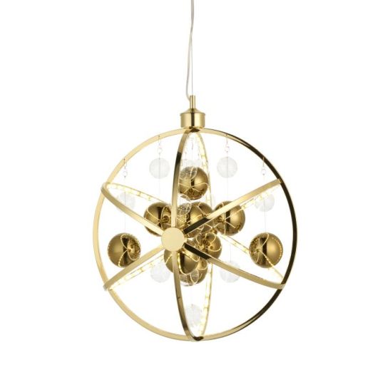 Endon Muni 1lt Pendant in Gold Effect Plate With Clear & Gold Glass