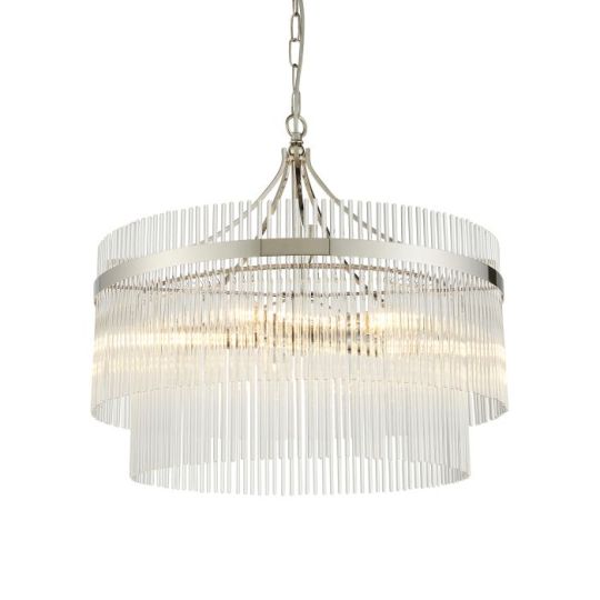 Endon Marietta 5lt Pendant in Bright Nickel Plate & Clear Glass