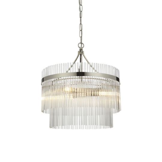 Endon Marietta 3lt Pendant in Bright Nickel Plate & Clear Glass