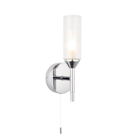 Blackstone Novaflare 1 lt 110mm x 282mm x 110mm Glass Wall Light Finished In Chrome Plate & Clear/Frosted Ribbed Glass