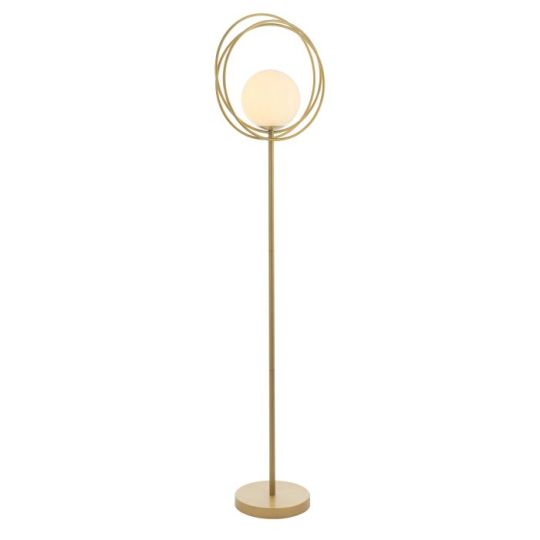 Blackstone Balumia 1 lt 1556mm x 410mm x 240mm Complete Floor Light Finished In Brushed Gold Paint & Gloss Opal Glass