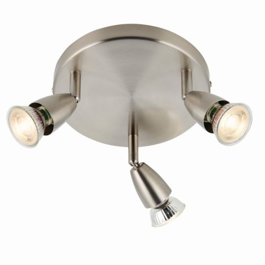 Saxby Amalfi 3Lt Round Satin Nickel 35W in Satin Nickel Effect Plate