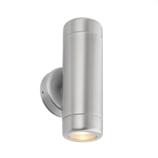 Saxby Odyssey 2Lt Wall Ip65 7W in Brushed Stainless Steel & Clear Glass