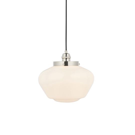 Blackstone Tempest 1 lt 450-1520mm x 300mm Single Pendant Light Finished In Bright Nickel Plate & Opal Glass