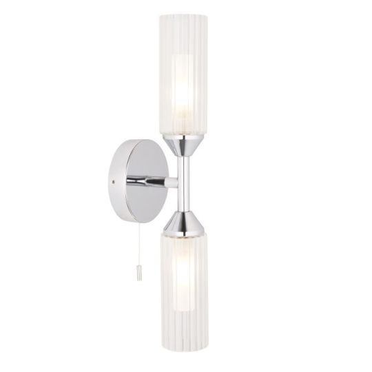 Blackstone Novaflare 2 lt 112mm x 410mm x 110mm Glass Wall Light Finished In Chrome Plate & Clear/Frosted Ribbed Glass