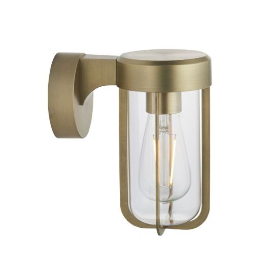 Blackstone Miliston 1 lt 180mm x 208mm x 110mm Non Automatic Wall Light Finished In Brushed Gold Finish & Clear Glass