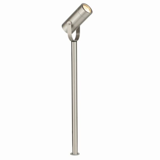 Saxby Palin 610Mm Spike Ip44 7W in Brushed Stainless Steel & Clear Glass