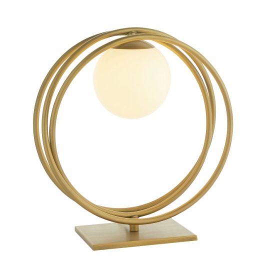 Blackstone Balumia 1 lt 310mm x 300mm x 120mm Complete Table Light Finished In Brushed Gold Paint & Gloss Opal Glass