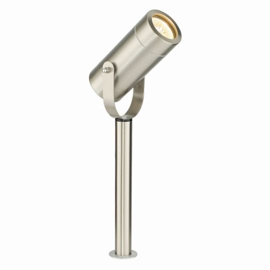 Saxby Palin 310Mm Spike Ip44 7W in Brushed Stainless Steel & Clear Glass