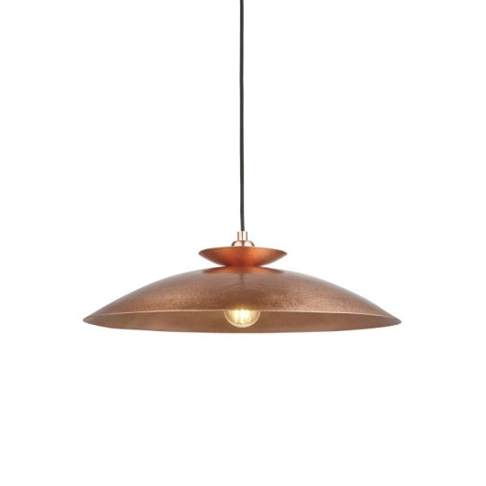 Blackstone Zenithray 1 lt 300-1690mm x 500mm Single Pendant Light Finished In Hammered Copper & Copper Plate