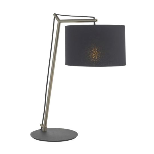 Blackstone Vibrantia 1 lt 520mm x 430mm x 230mm Base & Shade Table Light Finished In Matt Nickel Plate & Black Cotton Fabric