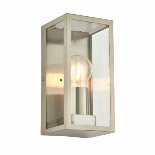 Endon Oxford 1lt Wall in Brushed Stainless Steel & Clear Glass