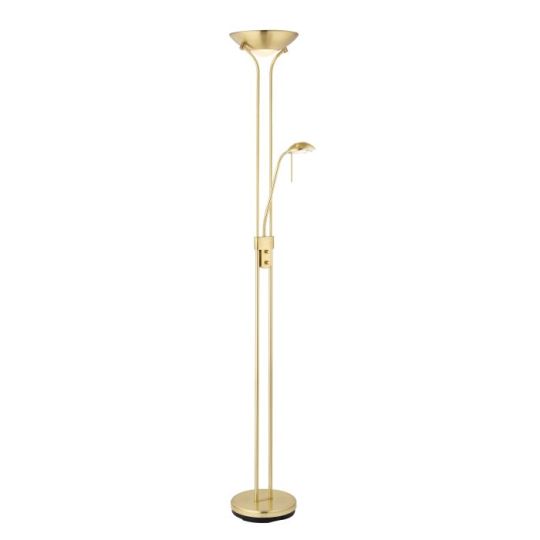 Endon Rome 2lt Floor in Satin Brass Plate & Opal Glass