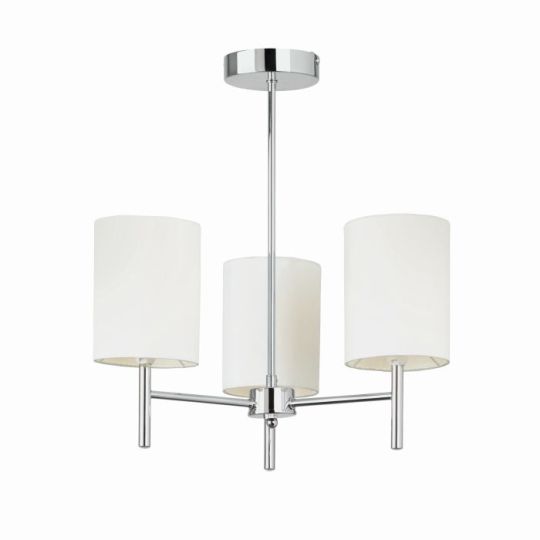 Endon Brio 3lt Semi flush in Chrome Plate & Vintage White Fabric