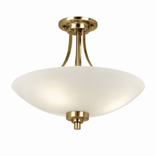 Endon Welles 3lt Flush in Antique Brass Plate & White Glass