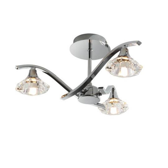 Endon Langella 3lt Semi flush in Chrome Plate & Clear Crystal