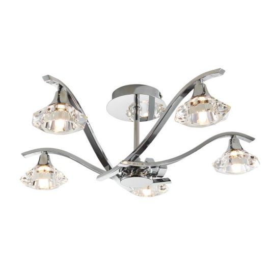 Endon Langella 5lt Semi flush in Chrome Plate & Clear Crystal