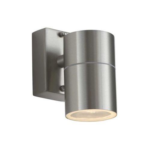 Endon Canon 1lt Wall in Polished Stainless Steel & Clear Glass