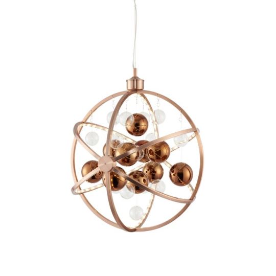 Endon Muni 1lt Pendant in Copper Plate With Clear & Copper Glass