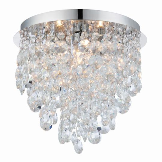 Endon Kristen 3lt Flush in Clear Crystal & Chrome Plate