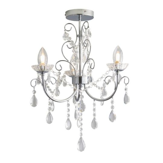 Endon Tabitha 3lt Semi flush in Chrome Plate & Clear Crystal