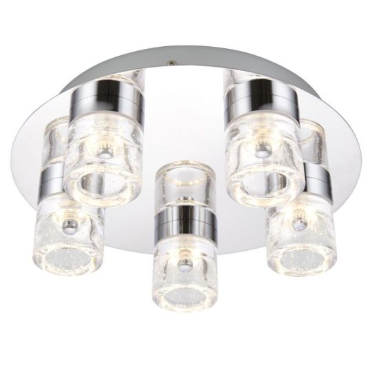 Endon Imperial 5lt Flush in Chrome Plate & Clear Bubble Glass