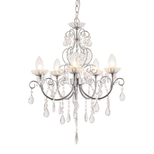 Endon Tabitha 5lt Pendant in Chrome Plate & Clear Crystal