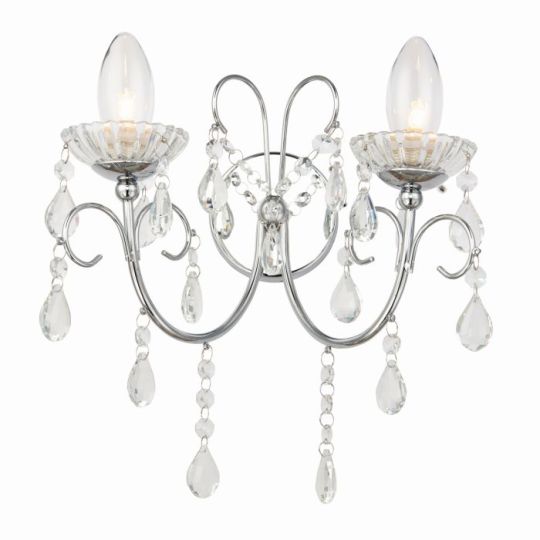 Endon Tabitha 2lt Wall in Chrome Plate & Clear Crystal