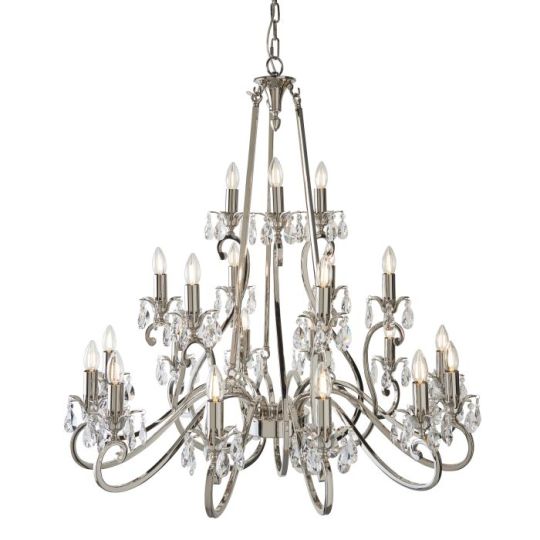 Interiors 1900 Oksana Nickel 21Lt Pendant in Polished Nickel Plate & Clear Crystal