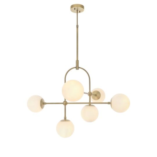 Blackstone Beamora 6 lt 1000-1270mm x 860mm x 860mm Multi Arm Glass Semi flush Light Finished In Matt Antique Brass Plate & Opal Glass