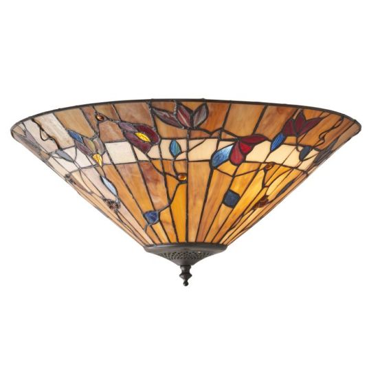 Tiffany Bernwood 2Lt Flush in Tiffany Glass & Dark Bronze Finish With Highlights