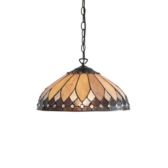 Tiffany Brooklyn 1Lt Pendant in Tiffany Glass & Dark Bronze Finish With Highlights