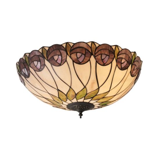 Tiffany Hutchinson 2Lt Flush in Tiffany Glass & Dark Bronze Finish With Highlights