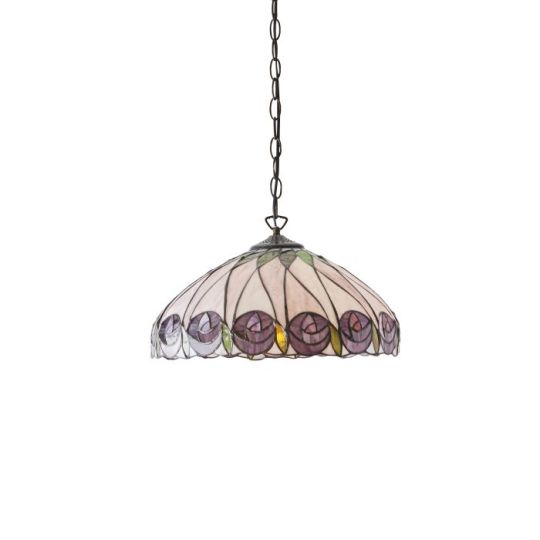 Tiffany Hutchinson 1Lt Pendant in Tiffany Glass & Dark Bronze Finish With Highlights