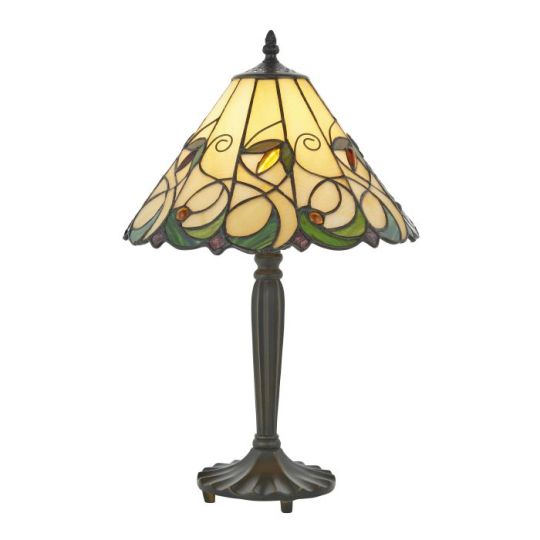 Tiffany Jamelia 1Lt Table in Tiffany Glass & Dark Bronze Finish With Highlights