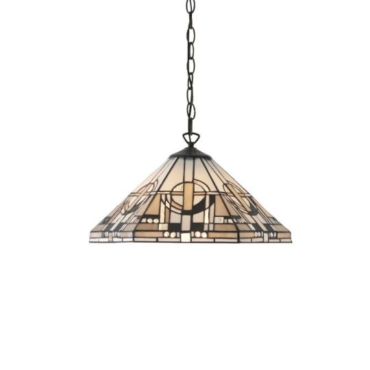 Tiffany Metropolitan 1Lt Pendant in Tiffany Glass & Dark Bronze Finish With Highlights