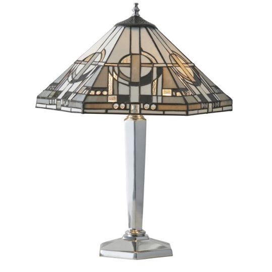 Tiffany Metropolitan 2Lt Table in Tiffany Glass & Polished Aluminium