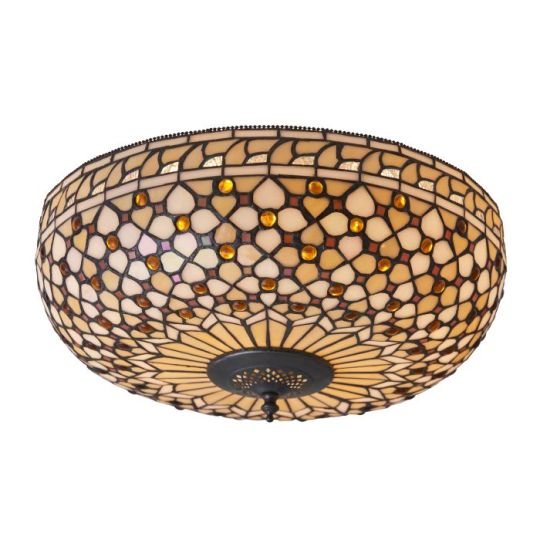 Tiffany Mille Feux 2Lt Flush in Tiffany Glass & Dark Bronze Finish With Highlights