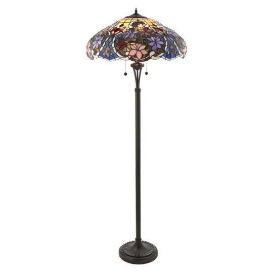 Tiffany Sullivan 2Lt Floor in Tiffany Glass & Dark Bronze Finish With Highlights