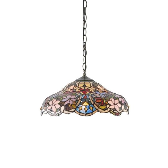 Tiffany Sullivan 1Lt Pendant in Tiffany Glass & Dark Bronze Finish With Highlights