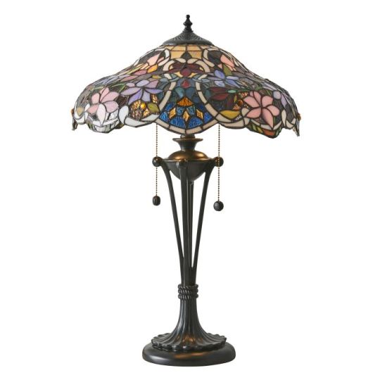 Tiffany Sullivan 2Lt Table in Tiffany Glass & Dark Bronze Finish With Highlights