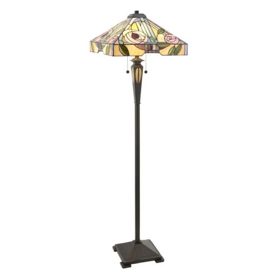 Tiffany Willow 2Lt Floor in Tiffany Glass & Dark Bronze Finish With Highlights