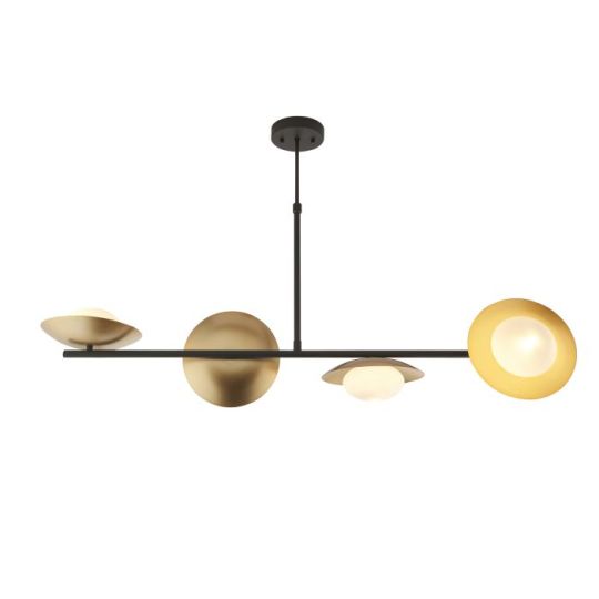 Blackstone Tranquilum 4 lt 460-720mm x 1050mm x 200mm Bar Pendant Light Finished In Gold & Dark Bronze Finish With Opal Glass