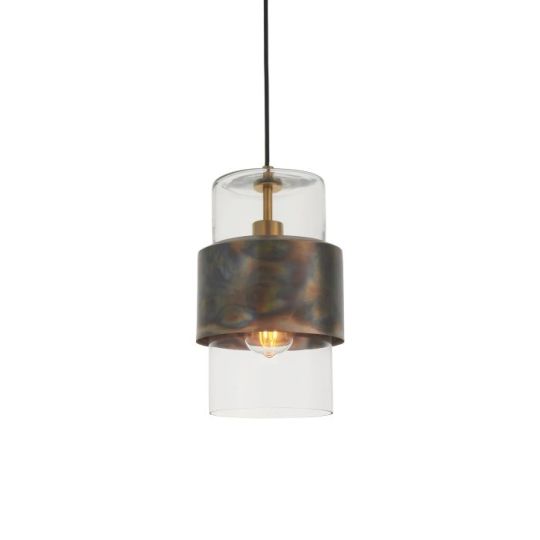 Blackstone Trumio 1 lt 450-1525mm x 195mm Single Pendant Light Finished In Bronze Patina Plate & Clear Glass