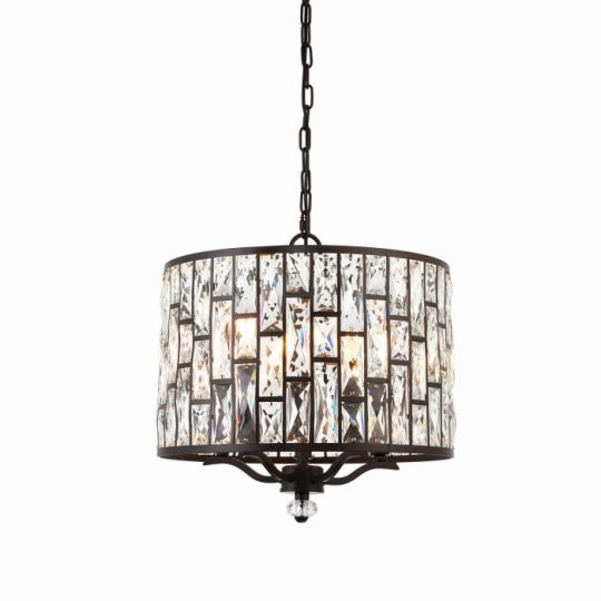 Endon Belle 5lt Pendant in Dark Bronze Paint & Clear Crystal