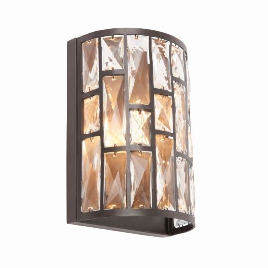 Endon Belle 1lt Wall in Dark Bronze Paint & Clear Crystal